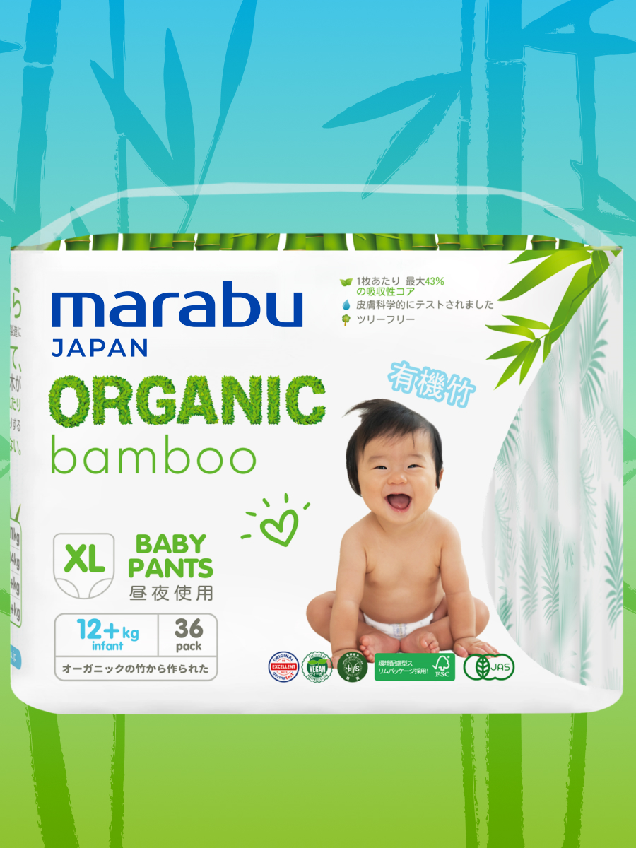 Подгузники-трусики MARABU Organic bamboo, XL (12+ кг), 36 шт