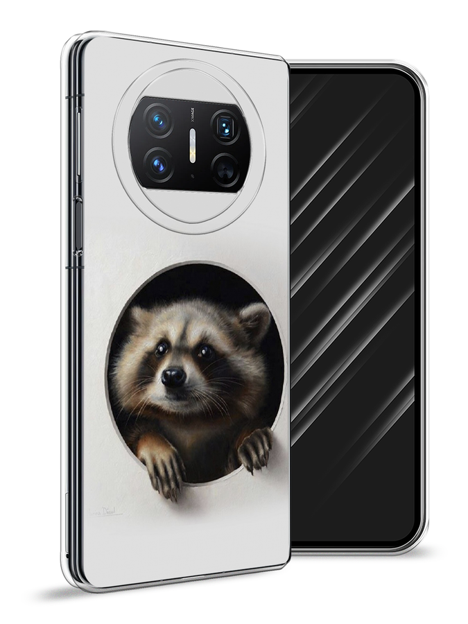 

Чехол Awog на Huawei Mate X3 "Любопытный енот", Коричневый;черный;белый, 6122450-1