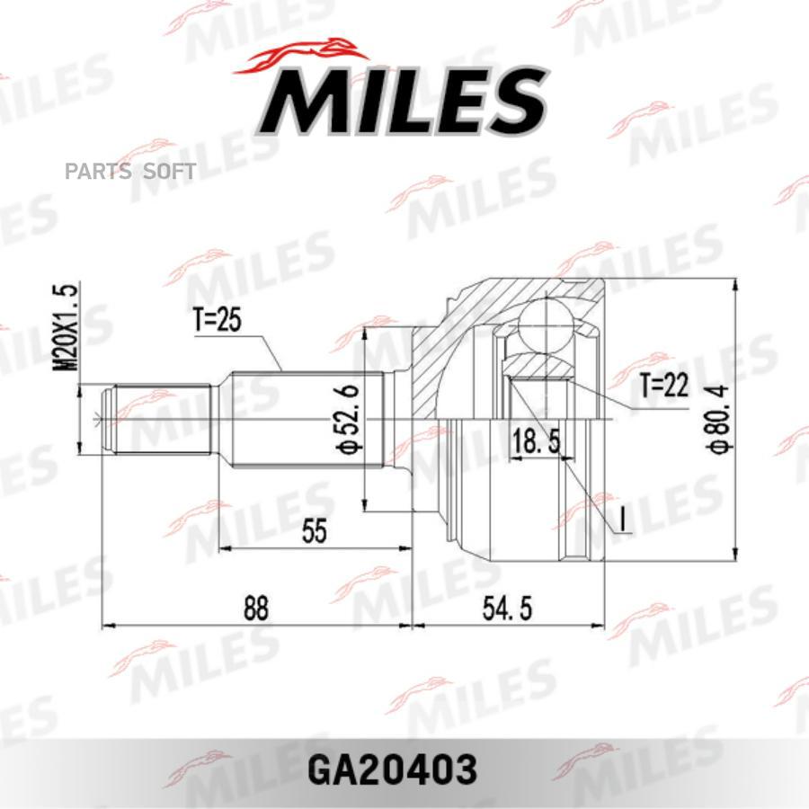 

Шрус Наружный Renault Scenic 1.4-1.6 03- (Skf Vkja5674) Ga20403 Miles арт. GA20403