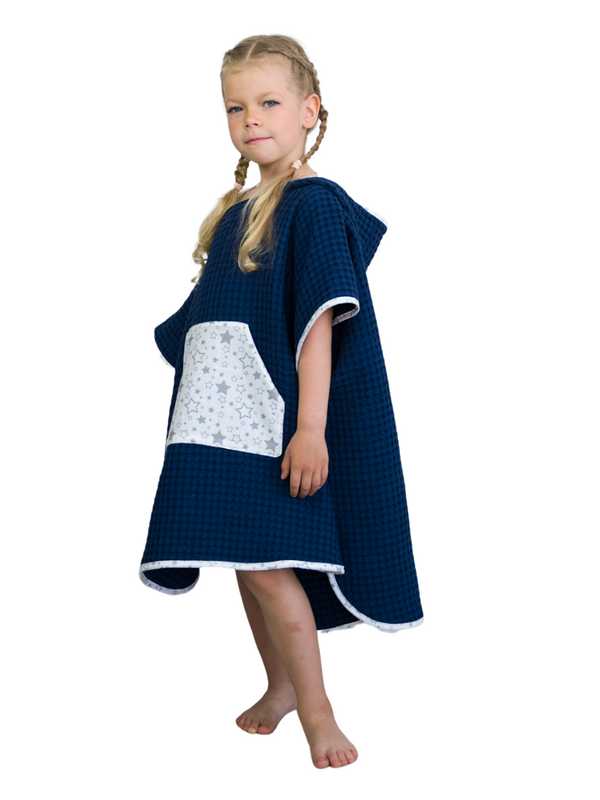 фото Халат для девочек bio-textiles ponchov цв. синий р. 122