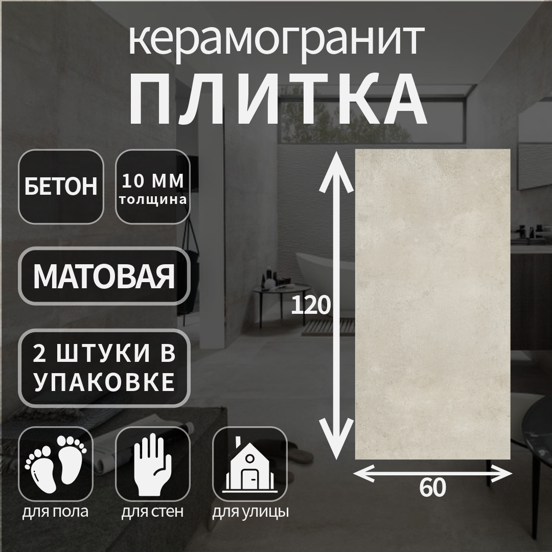 Керамогранит Kerranova K-2012 коллекция Fabrika матовый 60x120x10 4073₽