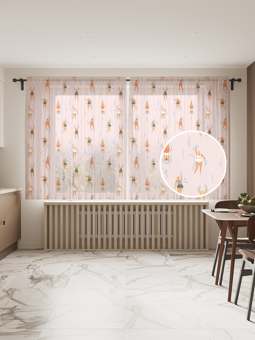 

Фототюль JoyArty "Пловцы в воде", 145x180 см (2 полотна со шторной лентой + 50 крючков), Пловцы в воде