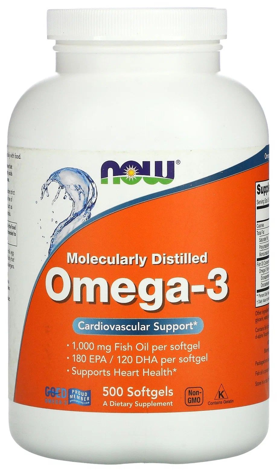 Omega-3 NOW 1000 мг капсулы 500 шт.