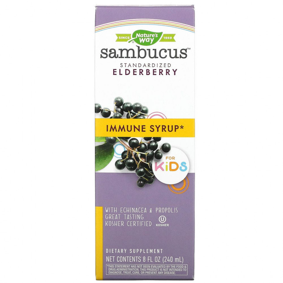 

Стандартизированный экстракт бузины Nature's Way, Sambucus, для детей, 240 мл
