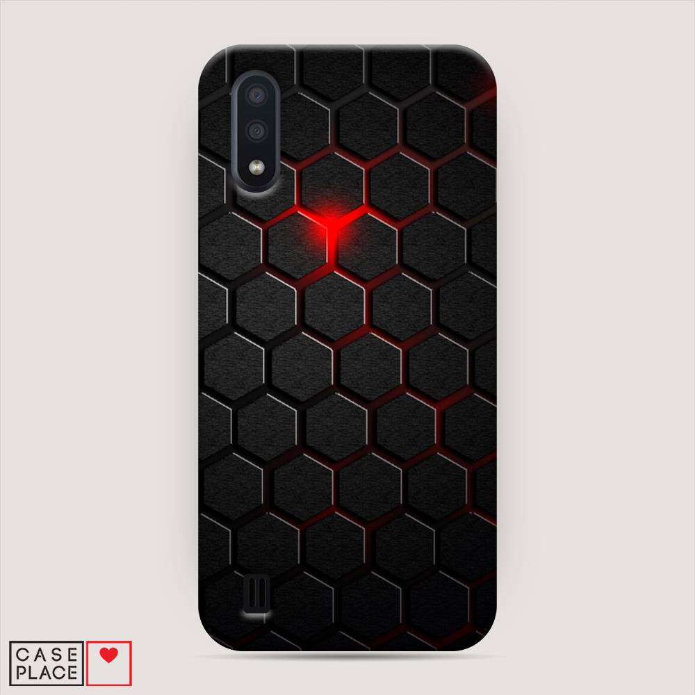 

Пластиковый чехол "Фон соты красные" на Samsung Galaxy A01