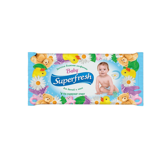 фото Салфетки влажные детские superfresh 15 шт