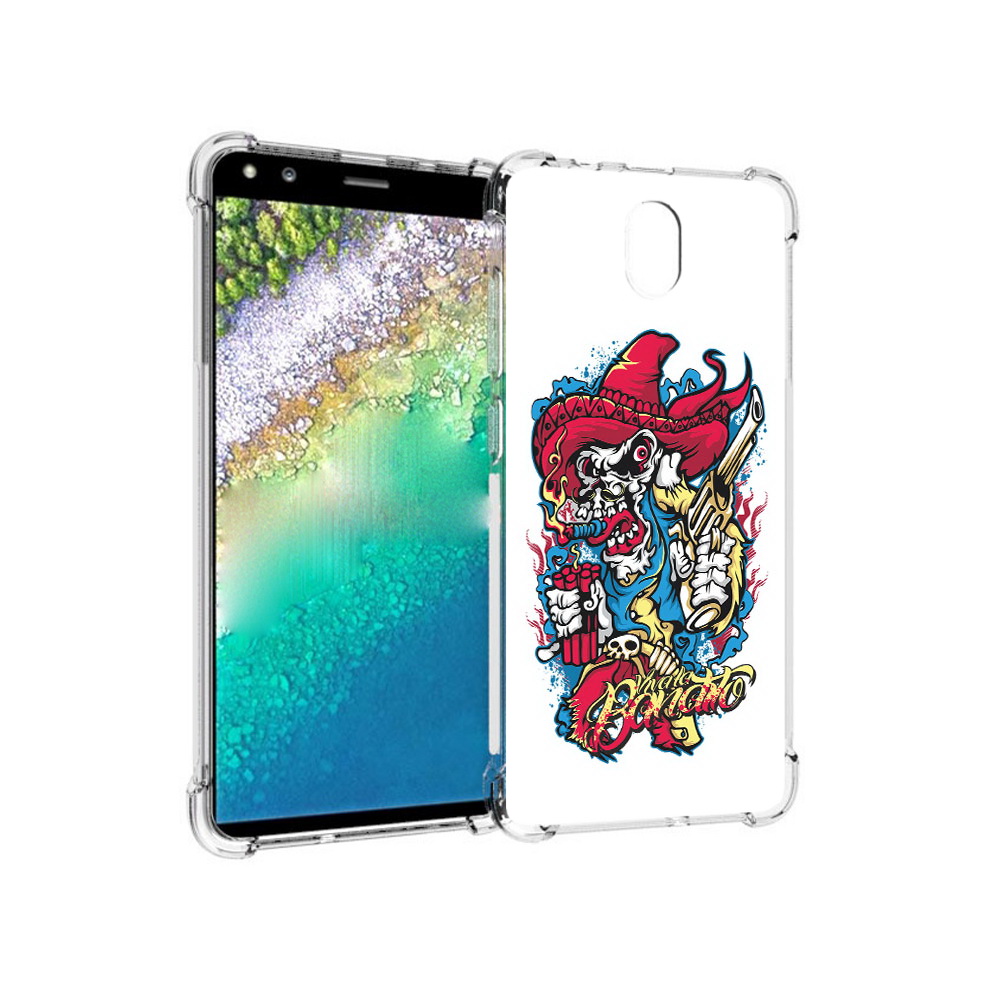 

Чехол MyPads Tocco для Nokia C01 Plus нарисованный скелет с писталетом (PT161800.114.513), Прозрачный, Tocco