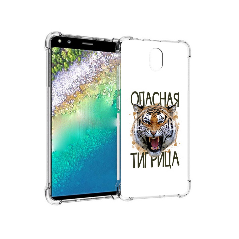 

Чехол MyPads Tocco для Nokia C01 Plus опасная тигрица (PT161800.114.527), Прозрачный, Tocco