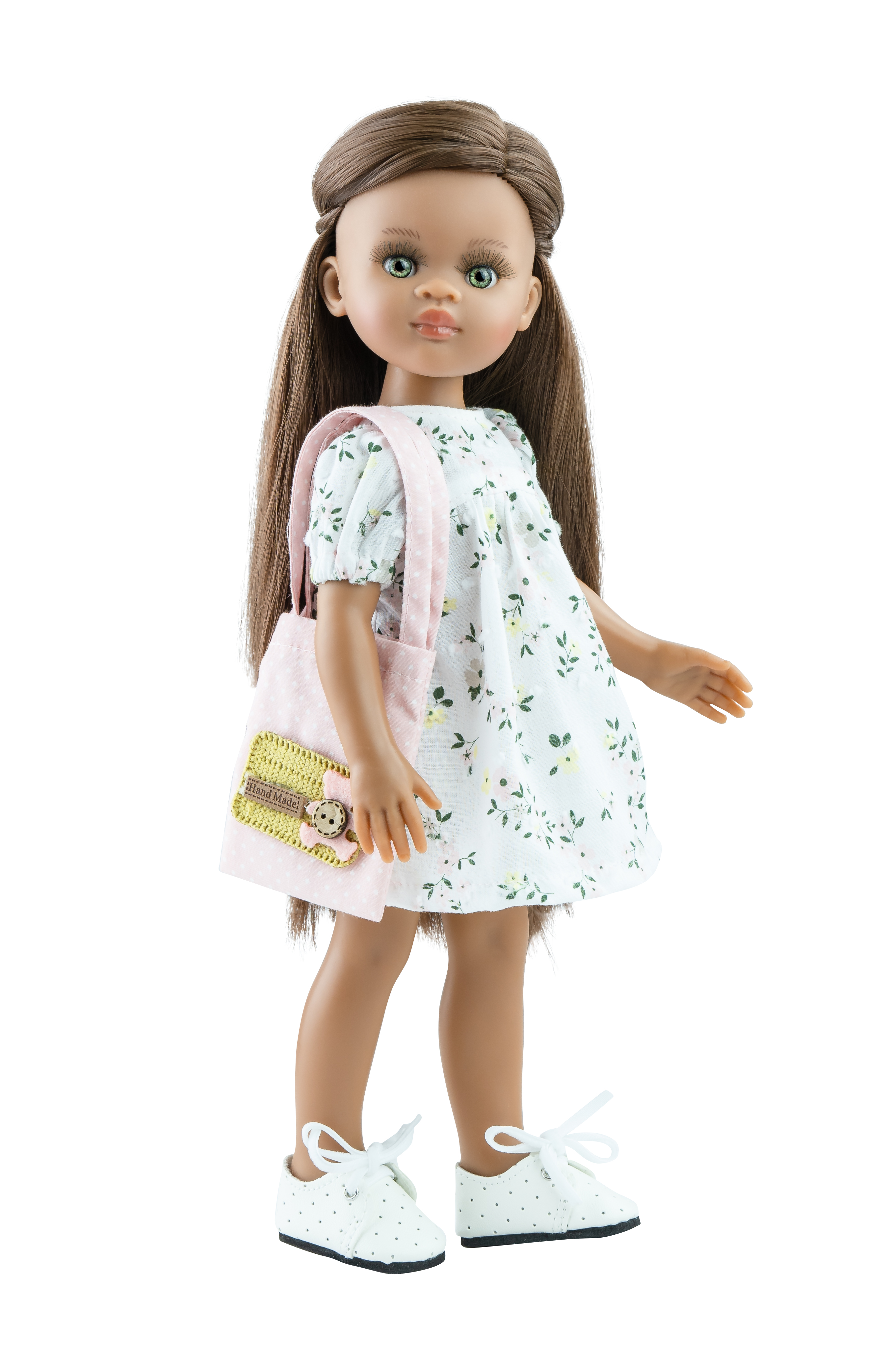 Кукла Симона Paola Reinas в белом платье с сумкой-шоппером, 32 см
