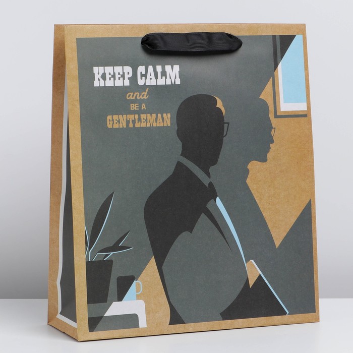 

Пакет крафтовый вертикальный Keep calm, M 26 х 30 х 9 см, Разноцветный
