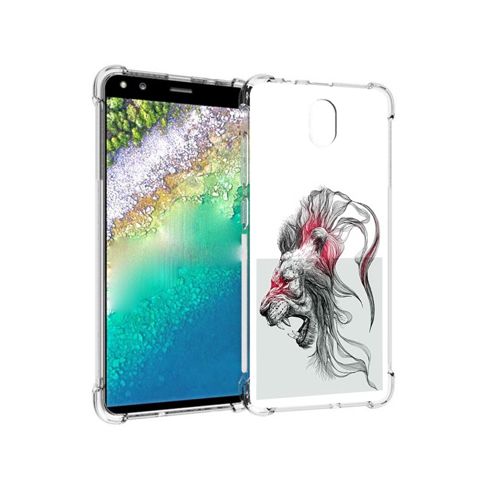 

Чехол MyPads Tocco для Nokia C01 Plus разъяренный лев (PT161800.114.576), Прозрачный, Tocco