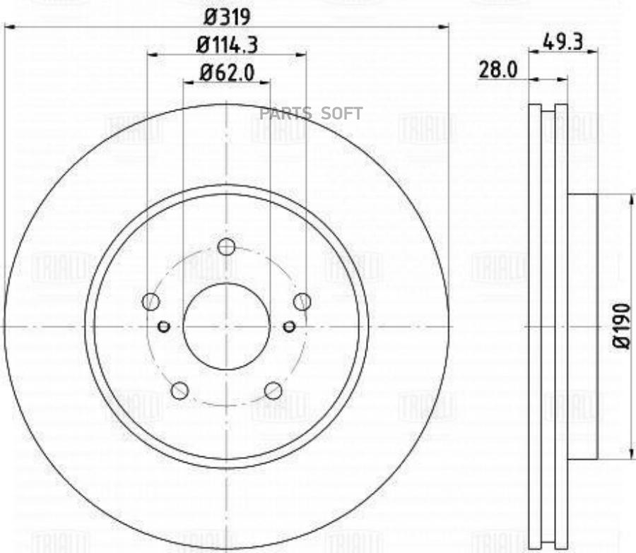 

TRIALLI Диск тормозной передний d=319 1шт