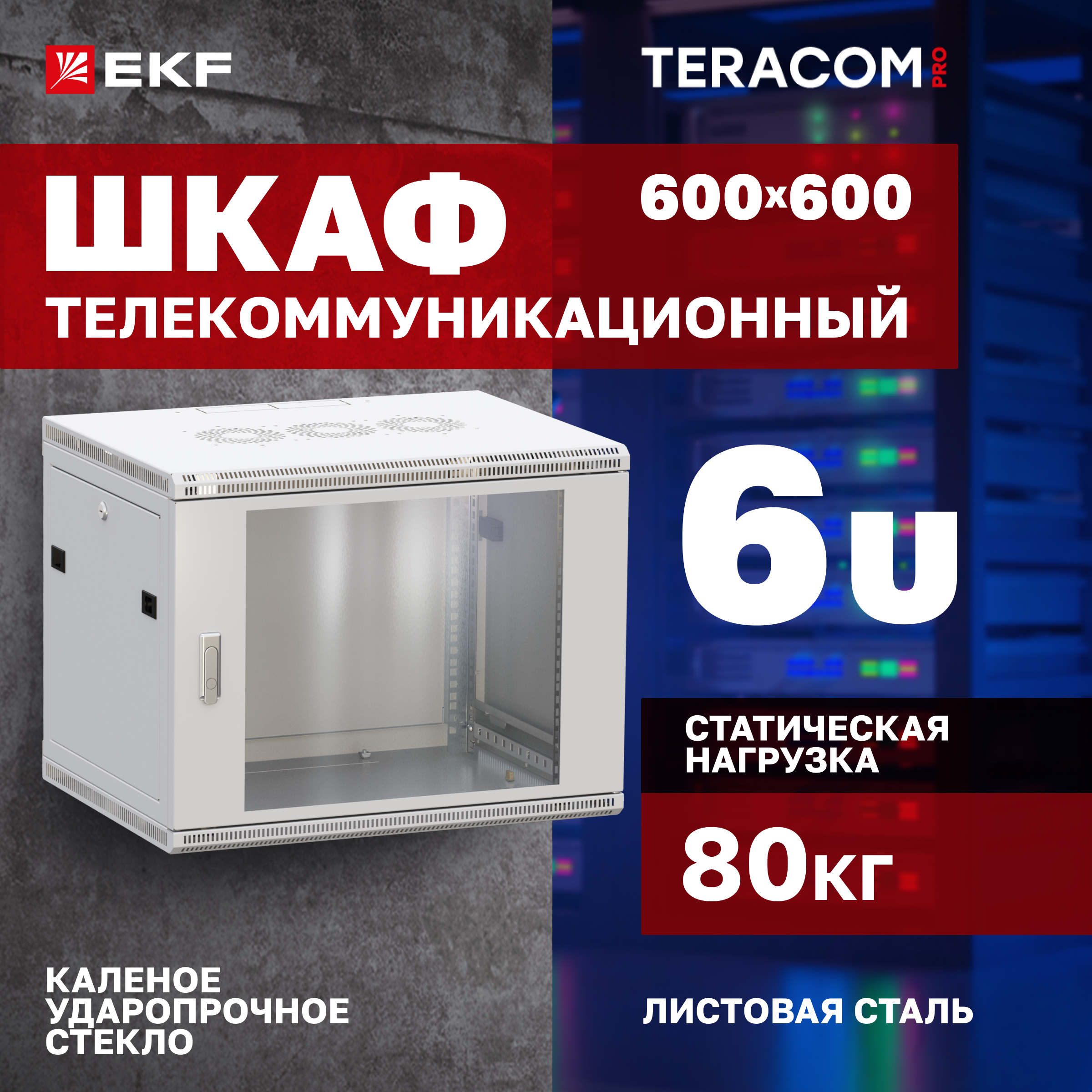 

Серверный шкаф EKF TRP-WLL-0666-40G Глубина 45см, TERACOM PRO