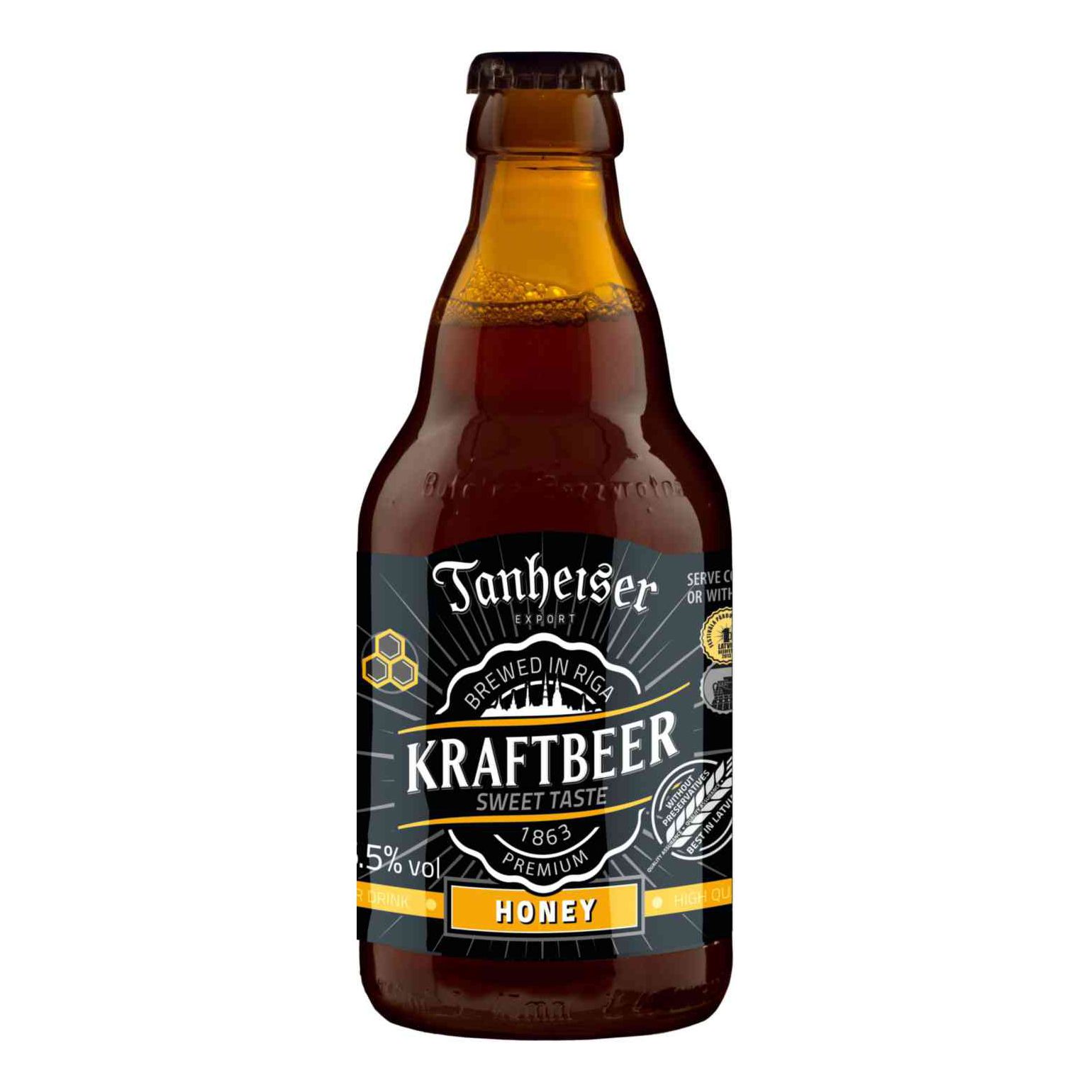 Пивной напиток Tanheiser Kraftbeer Honey светлый фильтрованный пастеризованный 5,5% 330 мл