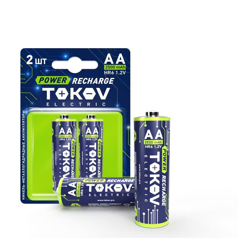 Аккумулятор ААHR6 2500мАч блистер 2шт TOKOV ELECTRIC TKE-NMA-HR6B2 1219₽