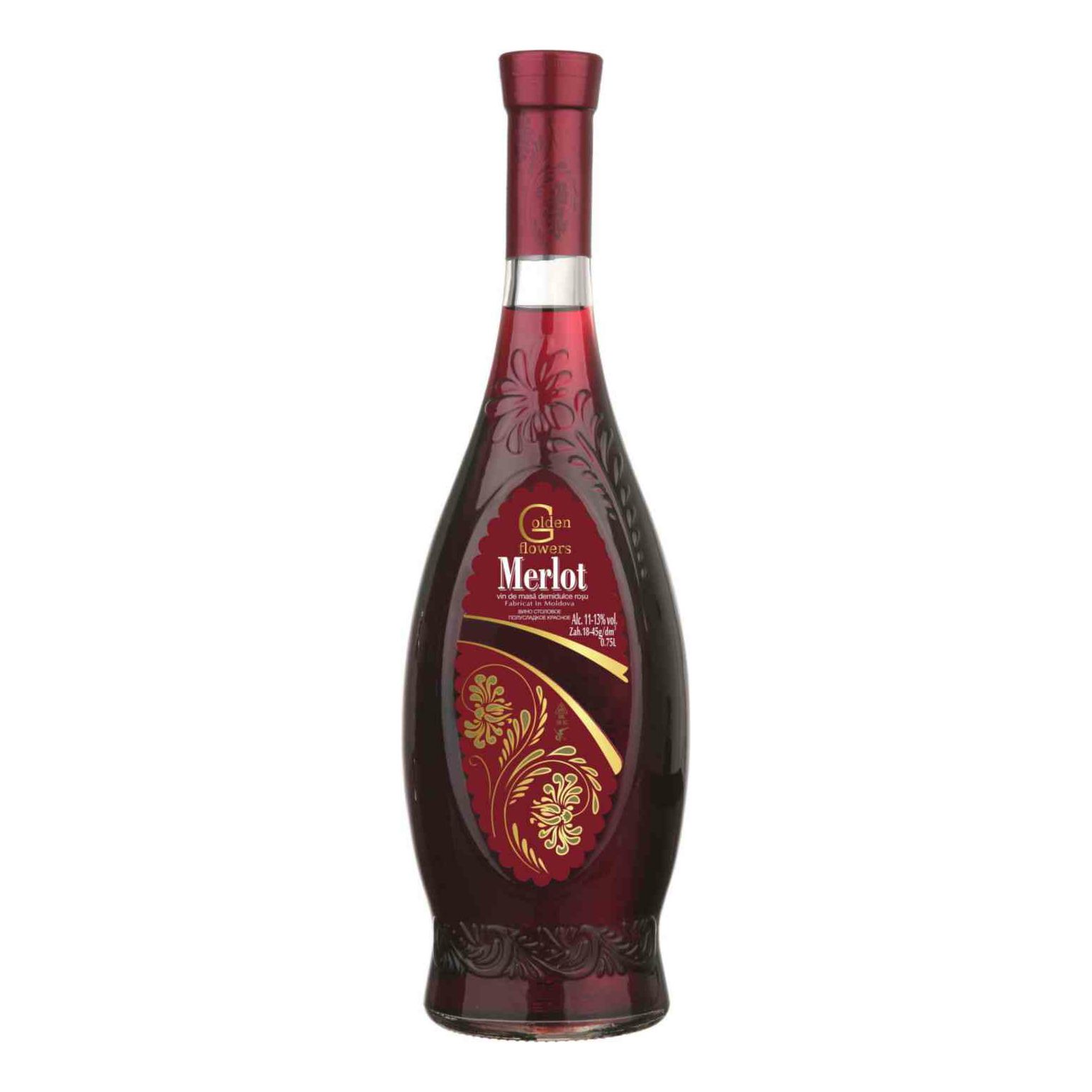 Вино Golden Flowers Merlot красное полусладкое 750 мл Молдова