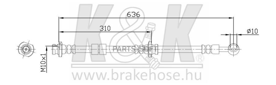 Шланг Тормозной Задн Прав Nissan: Primera 02- K&K арт. FT0462