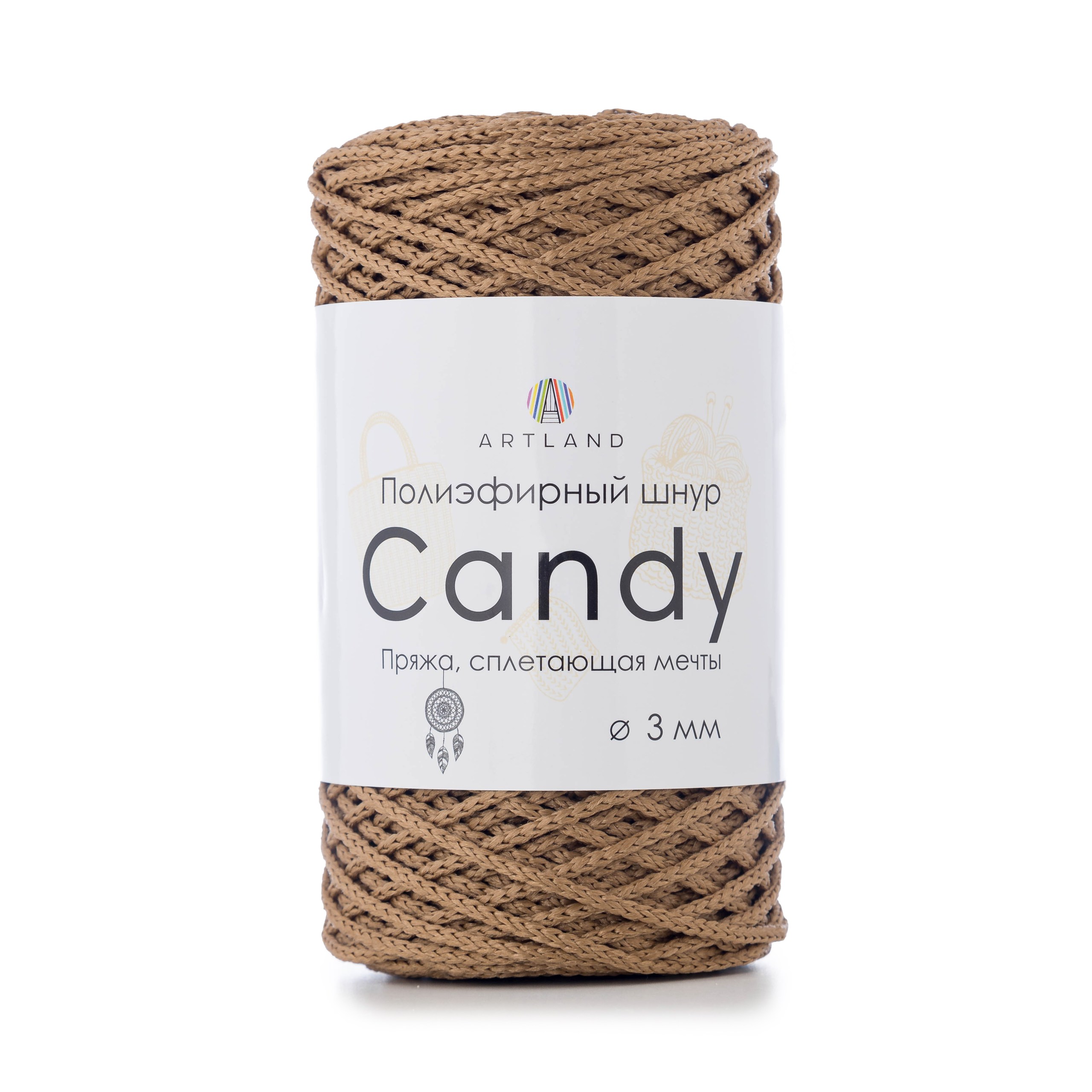 

Полиэфирный шнур Artland Candy 3 мм 100 м, 200 гр, цвет 39 темно-бежевый, candy NL