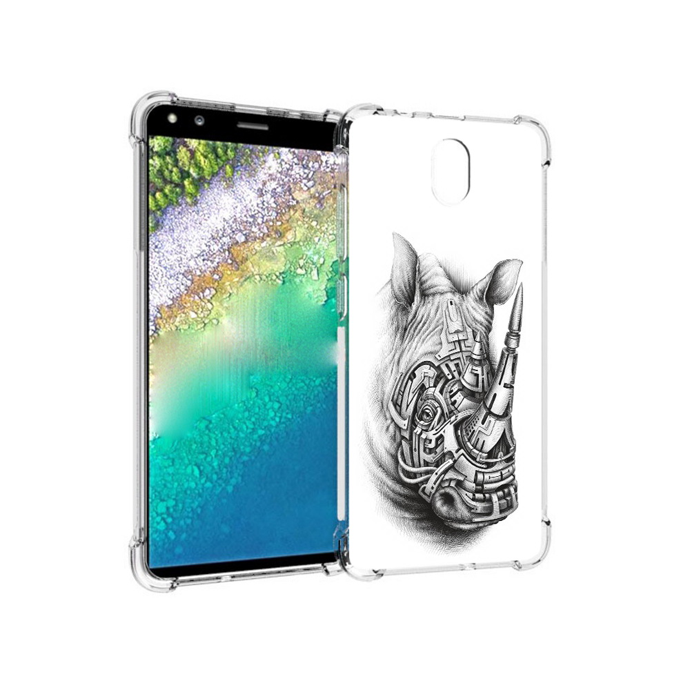 

Чехол MyPads Tocco для Nokia C01 Plus стальной носорог (PT161800.114.620), Прозрачный, Tocco