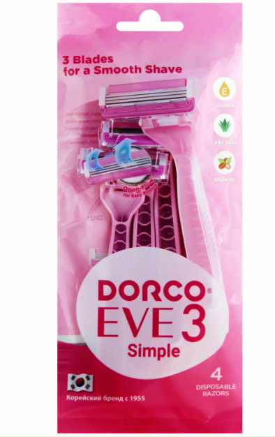 фото Бритвенные станки dorco eve 3 simple 3 лезвия 4 шт