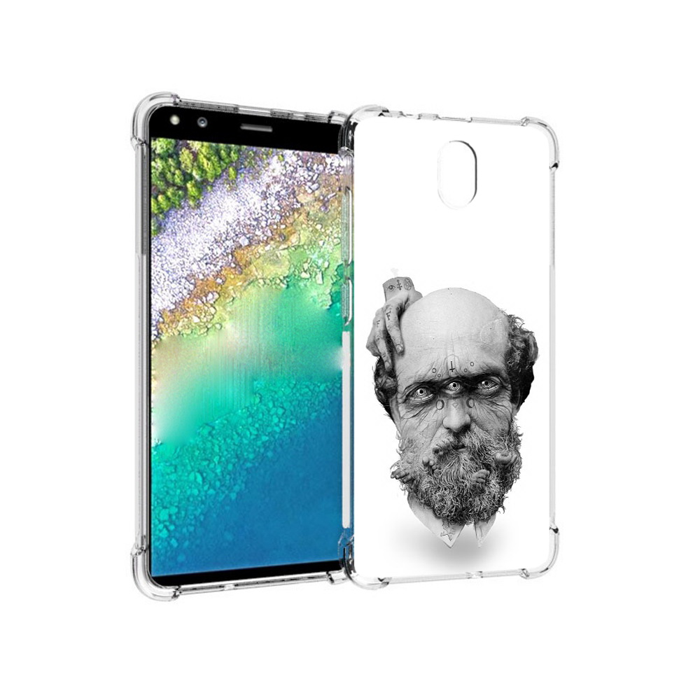 

Чехол MyPads Tocco для Nokia C01 Plus страшный бородатый мужчина абстракция, Прозрачный, Tocco