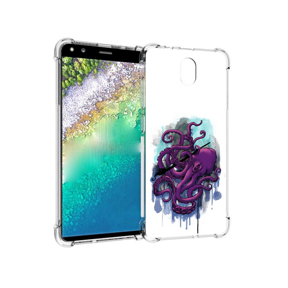 

Чехол MyPads Tocco для Nokia C01 Plus фиолетовый осьминог (PT161800.114.658), Прозрачный, Tocco