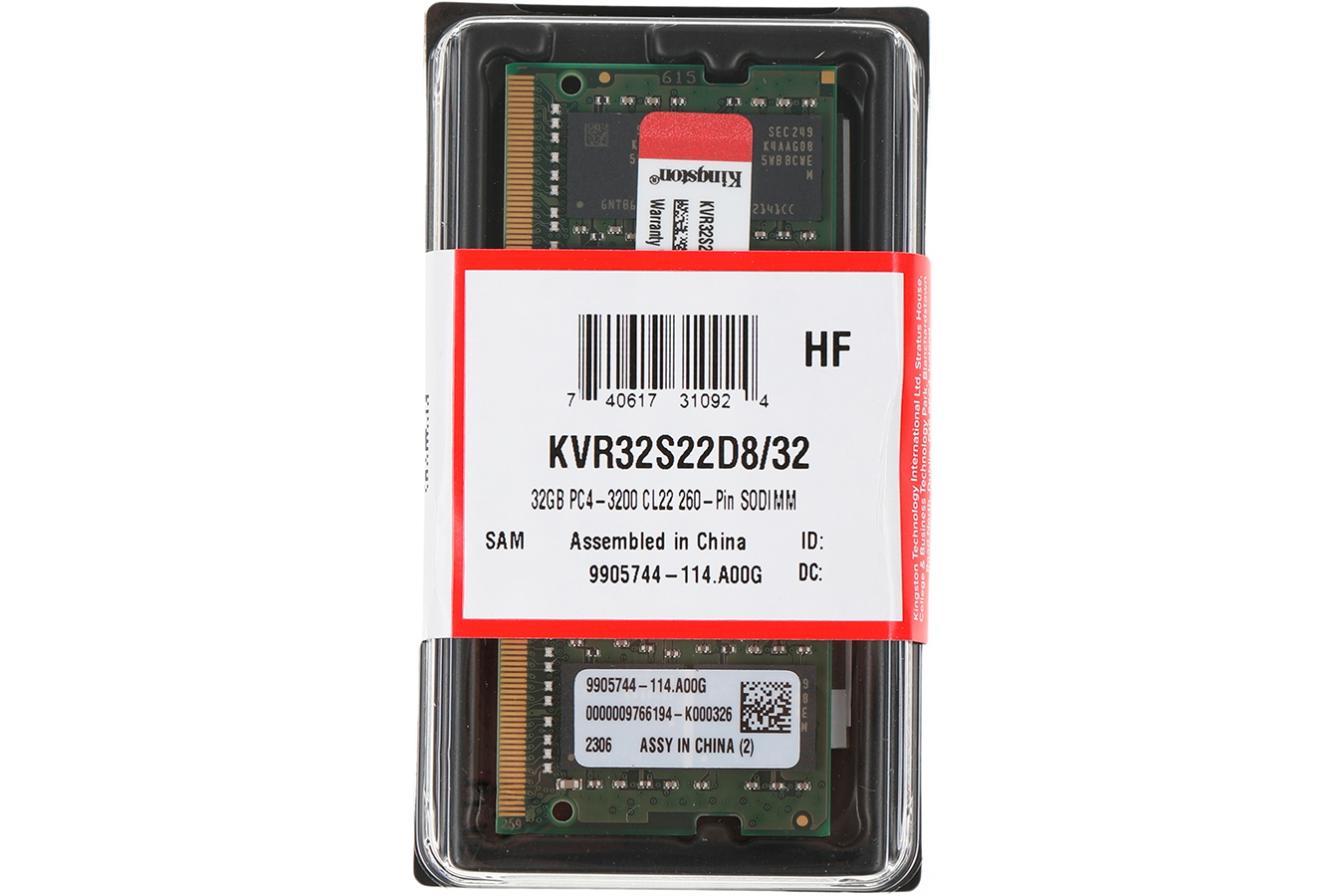 

Оперативная память Kingston KVR32S22D8/32 SODIMM DDR4 32GB PC25600 3200МГц, KVR32S22D8/32