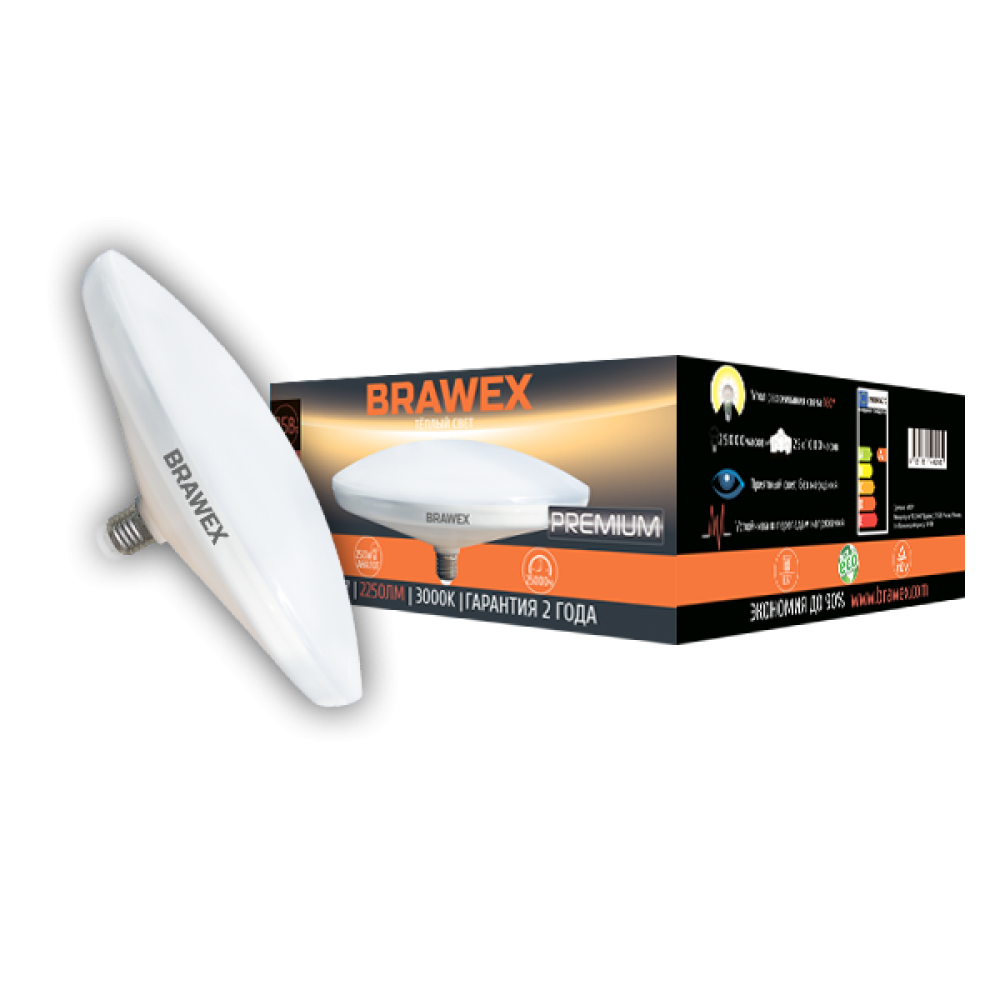 

Светодиодная лампа BRAWEX PREMIUM 25Вт 3000К DSL4 Е27 S51201-DSL4-25L