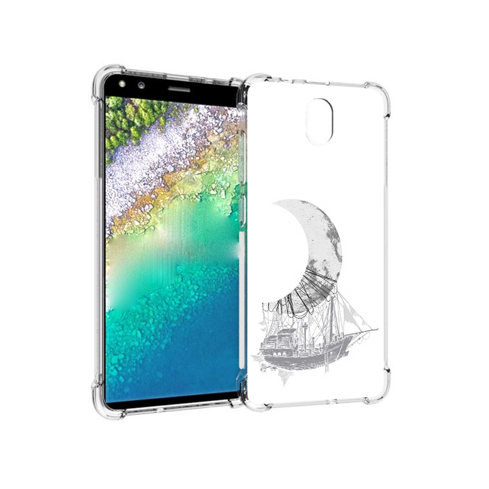 

Чехол MyPads Tocco для Nokia C01 Plus черно белый корабль полумесяц (PT161800.114.684), Прозрачный, Tocco