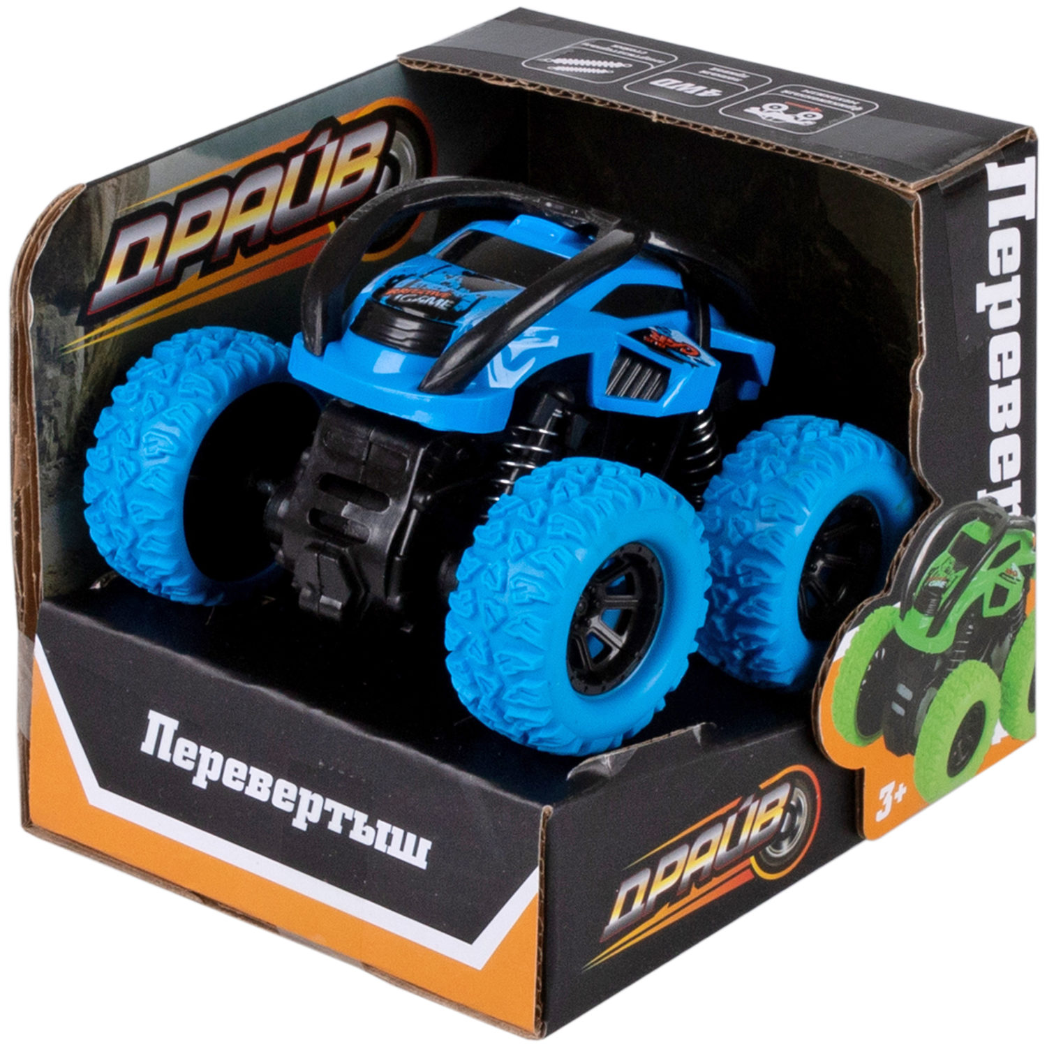 Трюковая машина 1toy Т24288-1 Драйв фрикцион синий 1 toy драйв трюковая трёхколёсная машина перевёртыш на ручном вращение со светом c акб