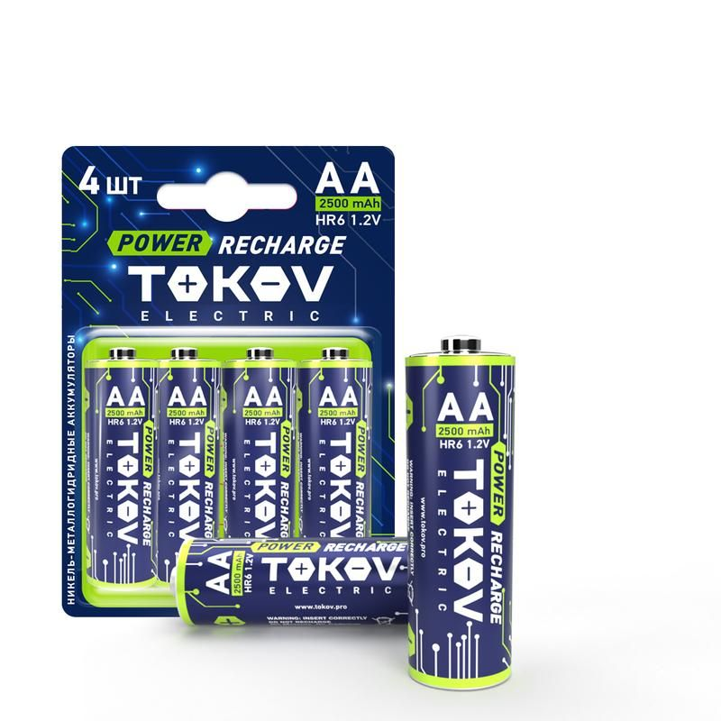 Аккумулятор ААHR6 2500мАч блистер 4шт TOKOV ELECTRIC TKE-NMA-HR6B4 1613₽