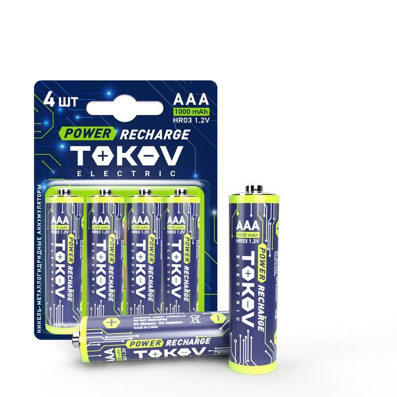 Аккумулятор AAAHR03 1000мАч блист4шт TOKOV ELECTRIC TKE-NMA-HR03B4 913₽