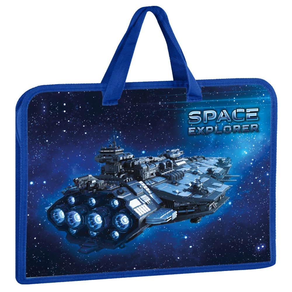 

Набор из 2 шт, Папка на молнии с ручками Юнландия А4, 1 отделение, пластик, Space explorer, Синий