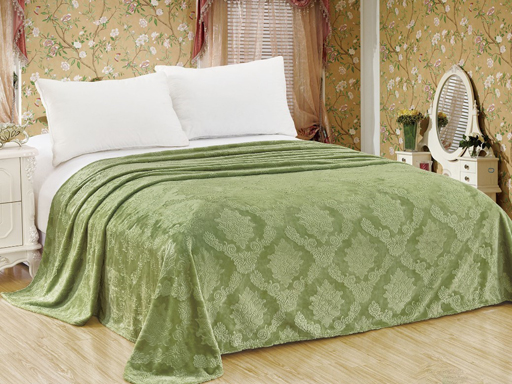 фото Плед wellsoft luxe/вензель, зеленый жаккард 1,5 спальный юта-текс