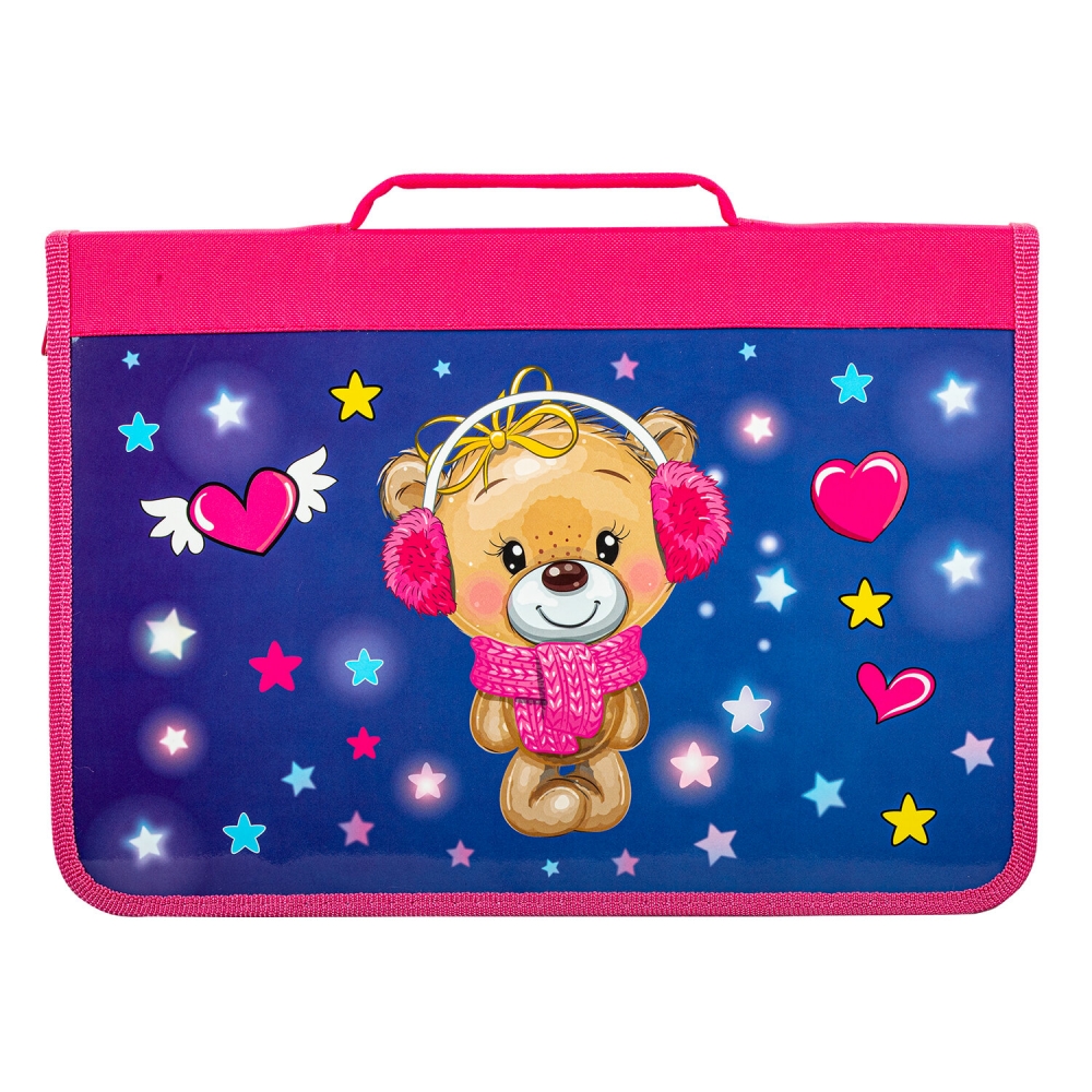 

Набор из 2 шт, Папка для труда на молнии Brauberg А4 с ручкой, 1 отделение, Smiling bear, Разноцветный