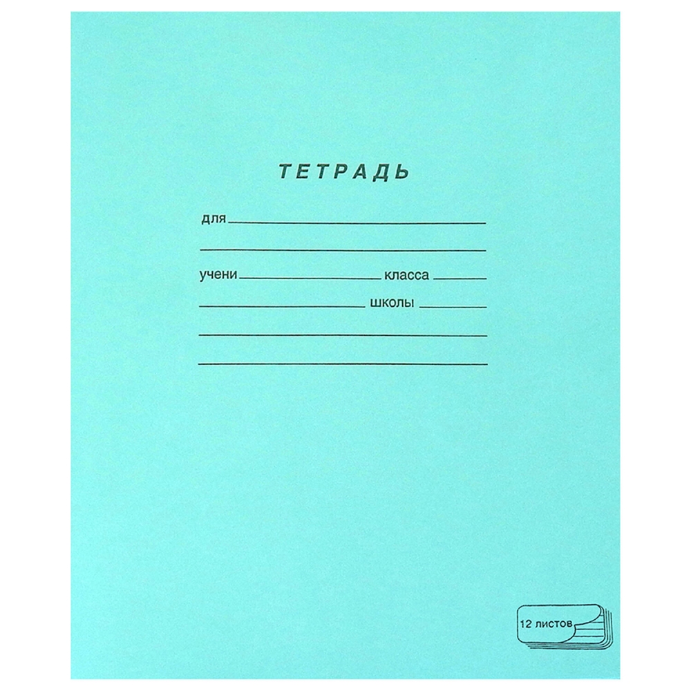 Набор из 300 шт, Тетрадь зеленая обложка, 12 л., линия с полями, офсет, ПЗБМ, 19988