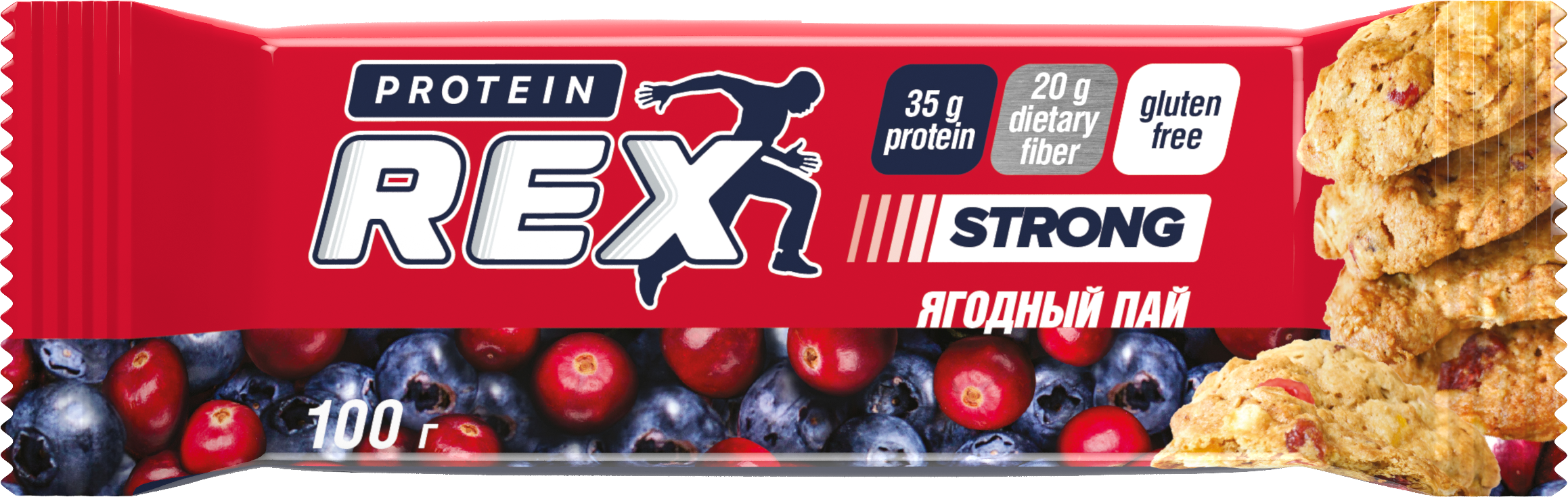 фото Батончик proteinrex strong протеиновый, ягодный пай, 100 г