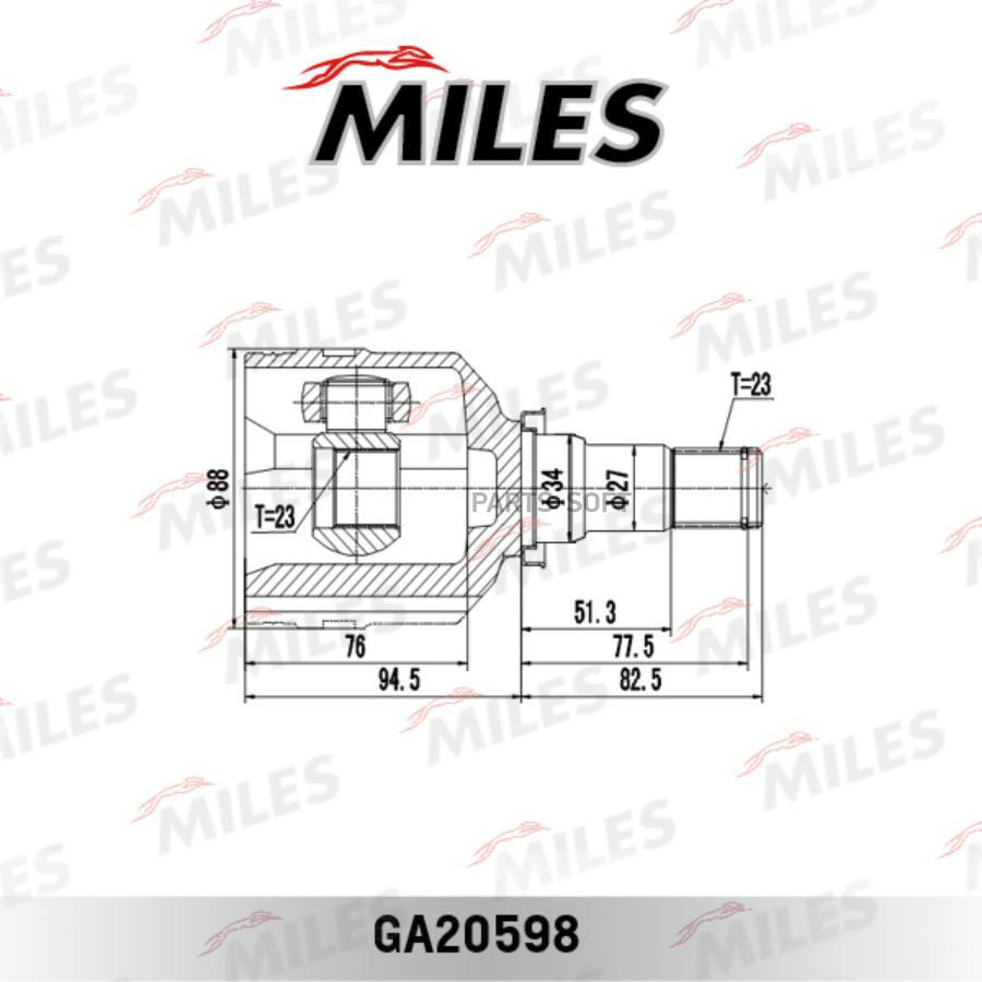 

Шрус Miles Ga20598 Vitz/Probox/Caldina 23x34x23 Внутренний Miles арт. GA20598