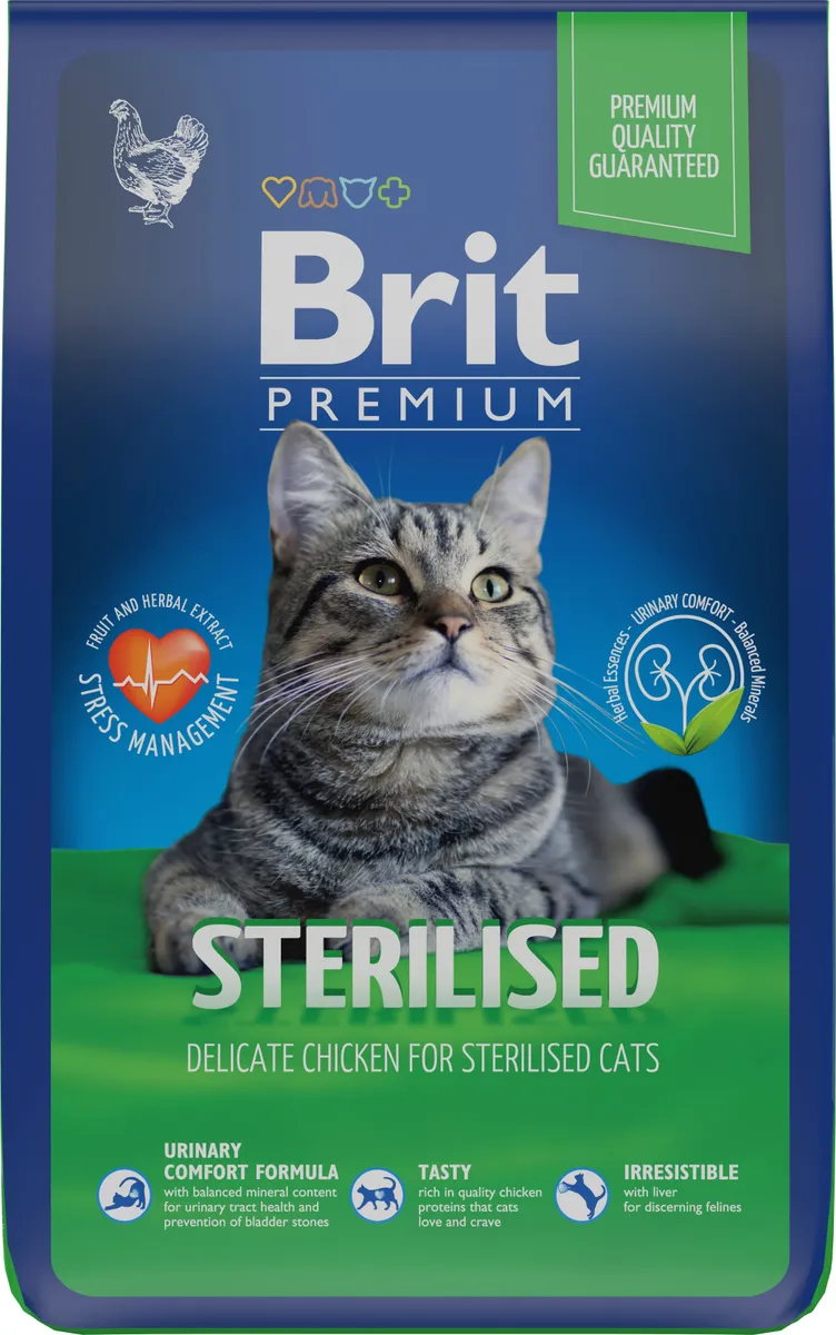 фото Сухой корм brit premium cat sterilized для стерилизованных кошек, с курицей, 800г