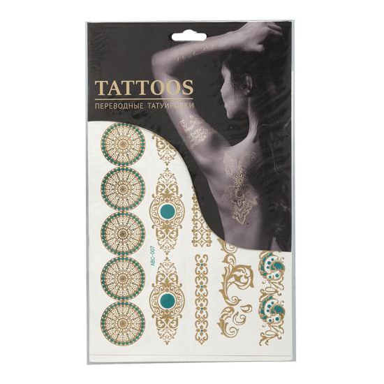 Купить Временные татуировки для тела Tattoos золотистые-серебристые