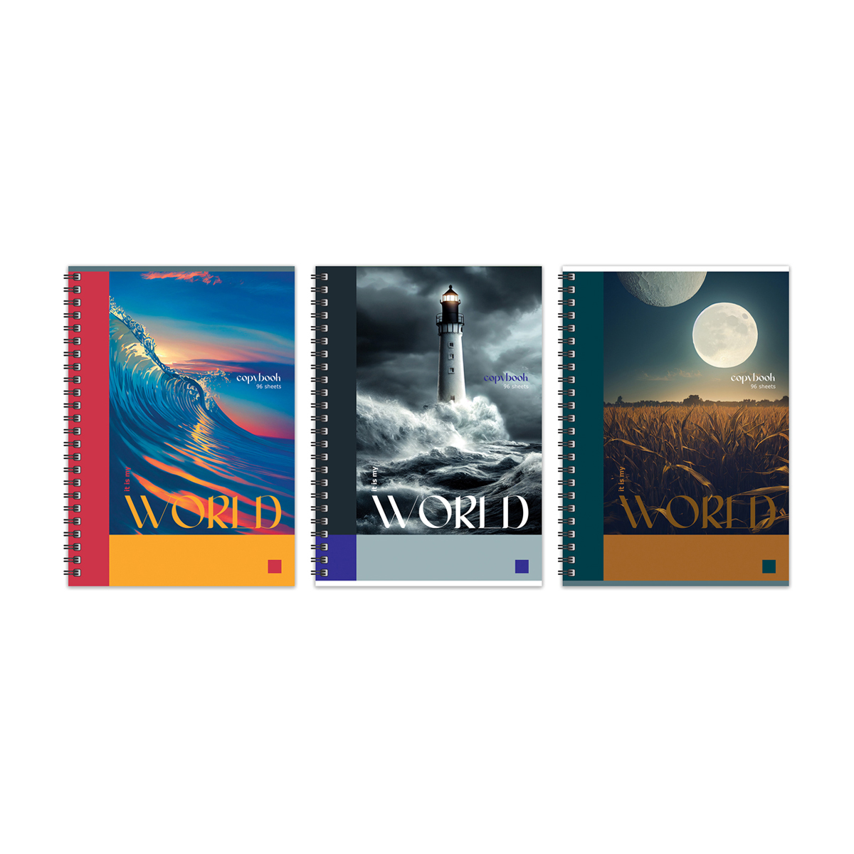 

Тетрадь 96л., А4, клетка, на гребне BG "Мой мир", глянцевая ламинация, (3шт.)