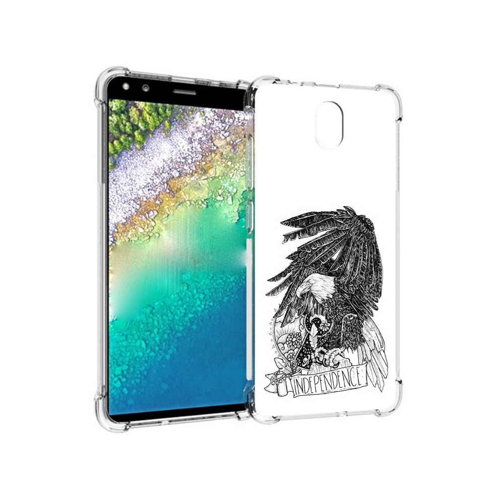 

Чехол MyPads Tocco для Nokia C01 Plus черно белый сокол (PT161800.114.688), Прозрачный, Tocco