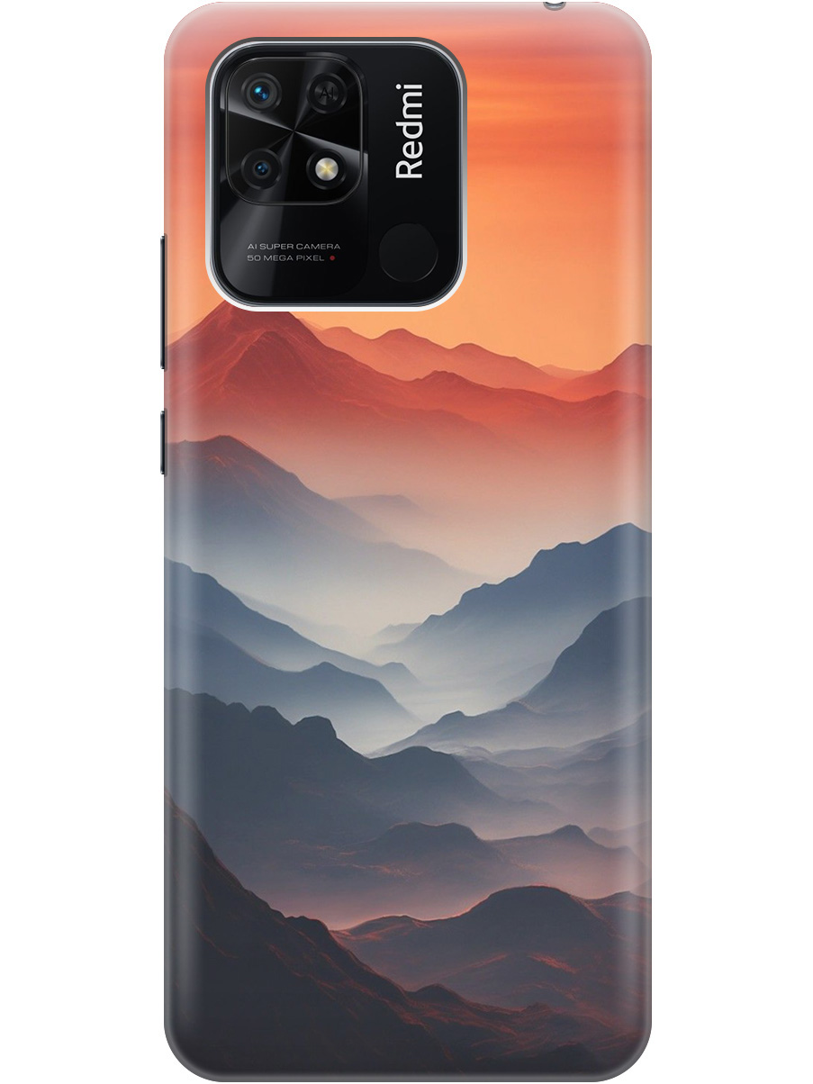 

Силиконовый чехол на Xiaomi Redmi 10C с принтом "Луна над горами", Прозрачный;оранжевый;черный, 736538710