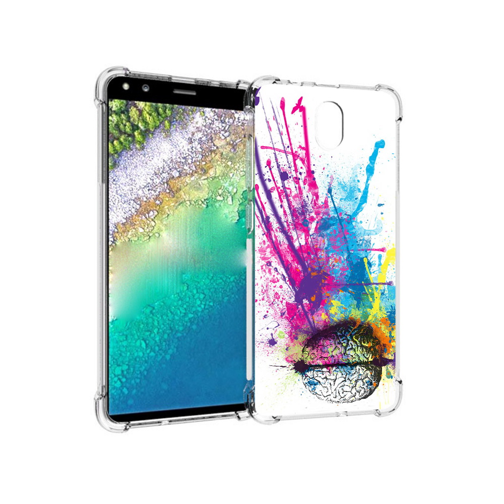 

Чехол MyPads Tocco для Nokia C01 Plus яркий красочный мозг (PT161800.114.710), Прозрачный, Tocco