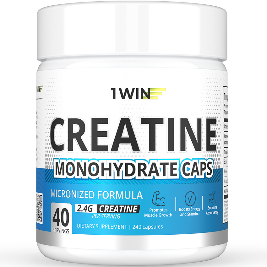 Креатин моногидрат в капсулах Creatine Monohydrate 1WIN, 240 капсул