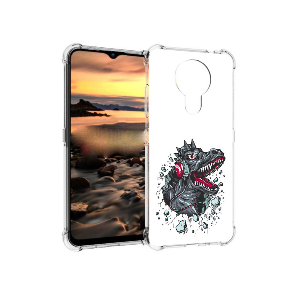 

Чехол MyPads Tocco для Nokia 1.4 Нарисованный динозавр в наушниках (PT159954.115.124), Прозрачный, Tocco
