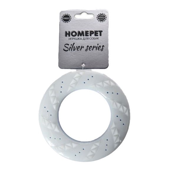 

Игрушка для собак Homepet Silver Series Кольцо охлаждающее бело-синяя 12х12х3,5 см