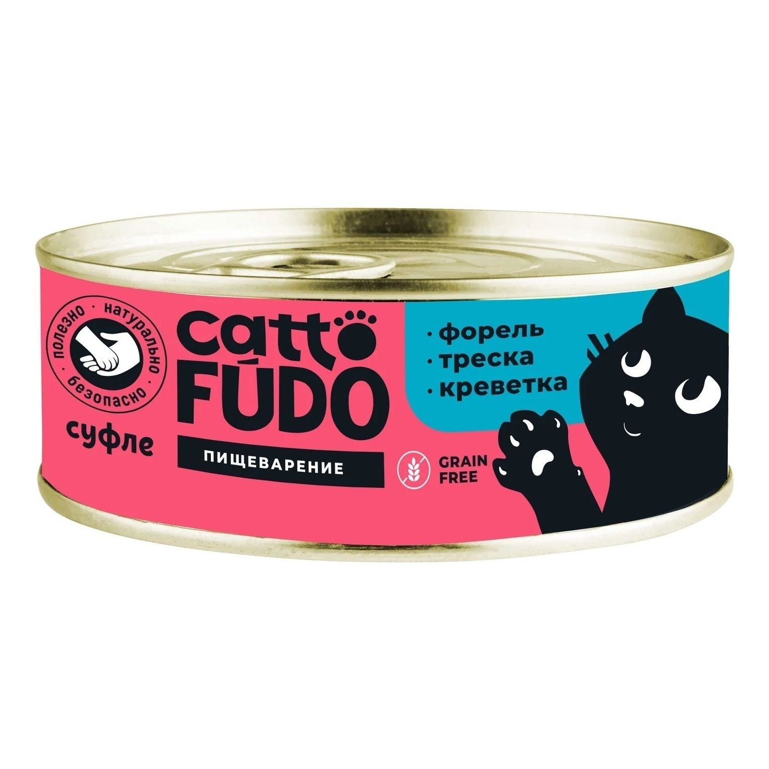 

Консервы для кошек суфле Cattofudo форель с треской и креветкой 100г