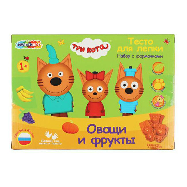 

Набор для лепки Мульти Арт Три кота 599 г 6 цветов, Разноцветный