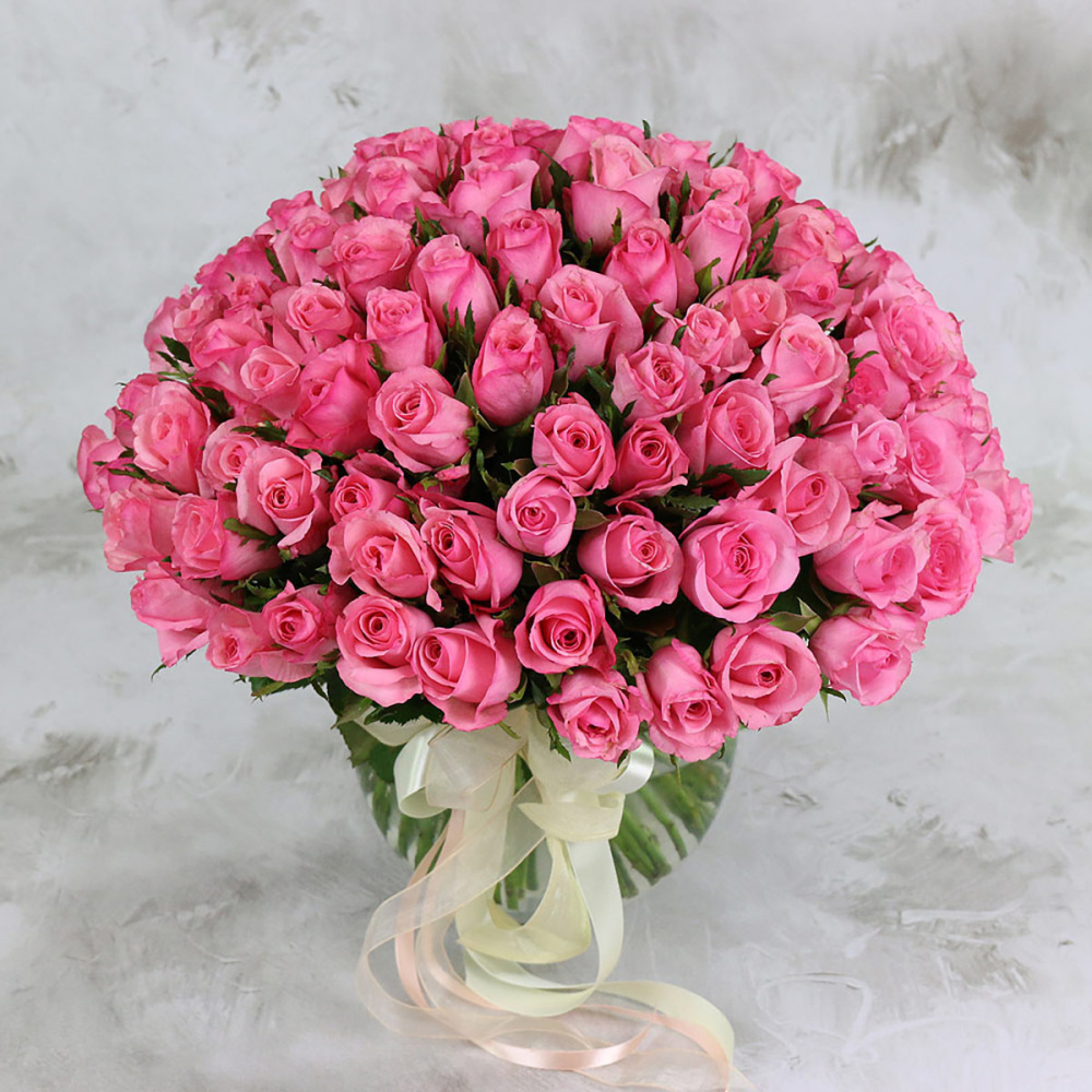 

Букет из 101 розовой розы Кения 40 см. Букет Маркет 101 роза 40 см R0004